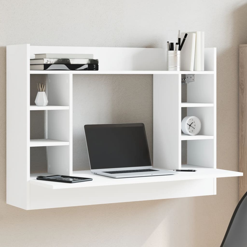 Wall-Mounted Desk with Shelves