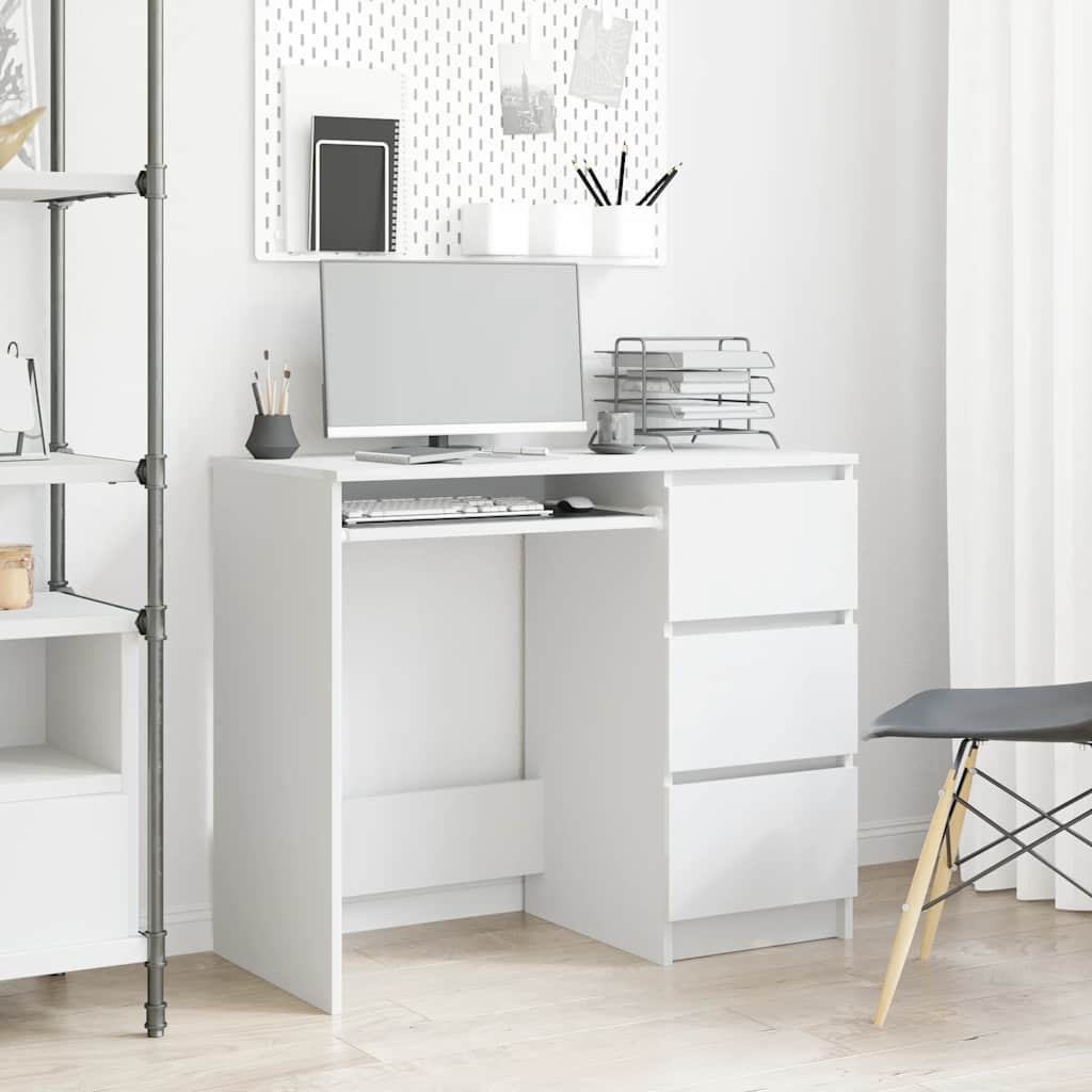 Modern White Desk with 3 Drawers