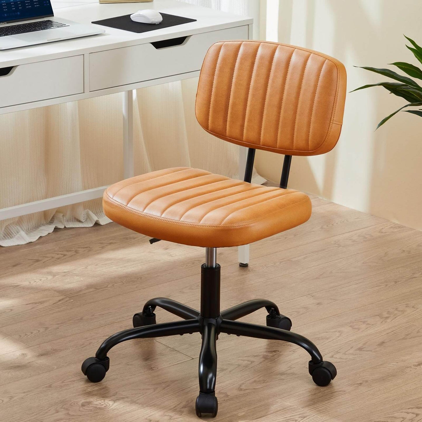 Armless Rolling Task Chair - Adjustable Height Swivel Desk Chair
