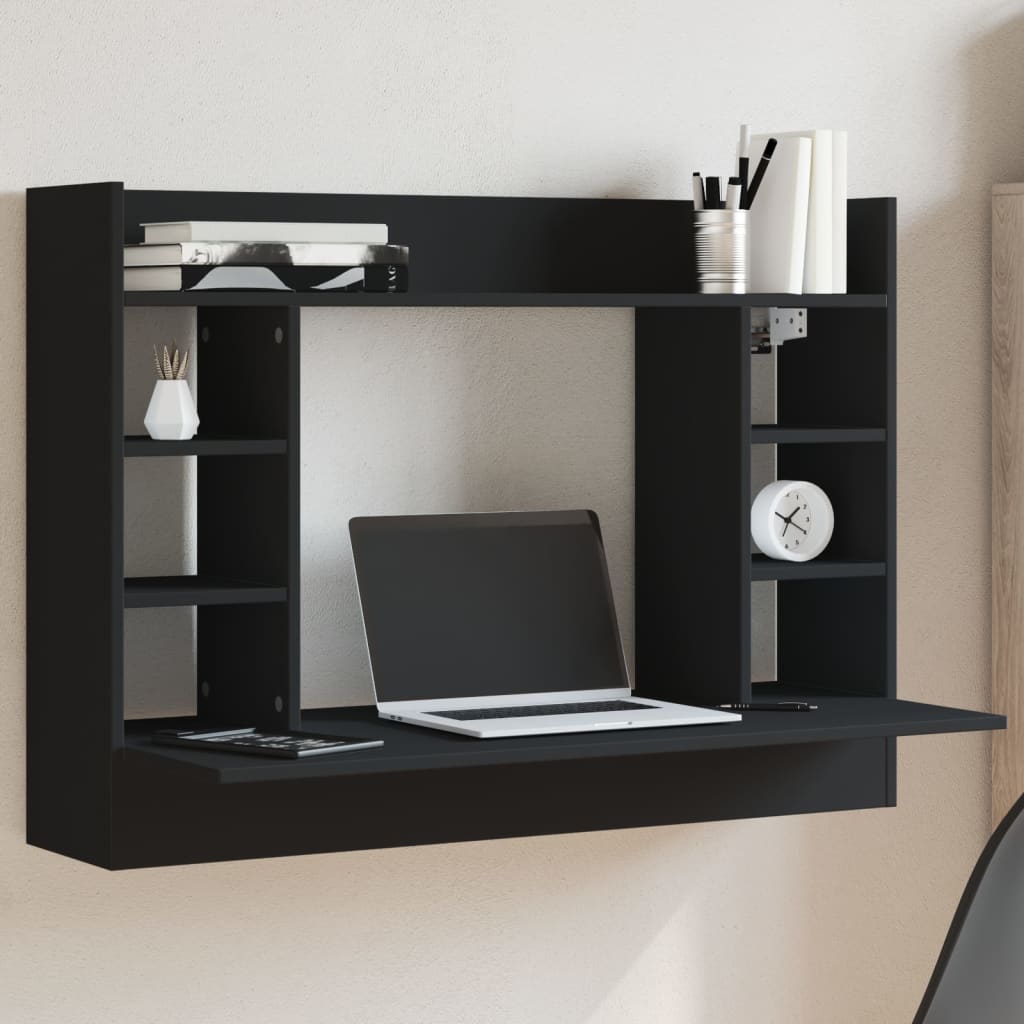 Wall-Mounted Desk with Shelves