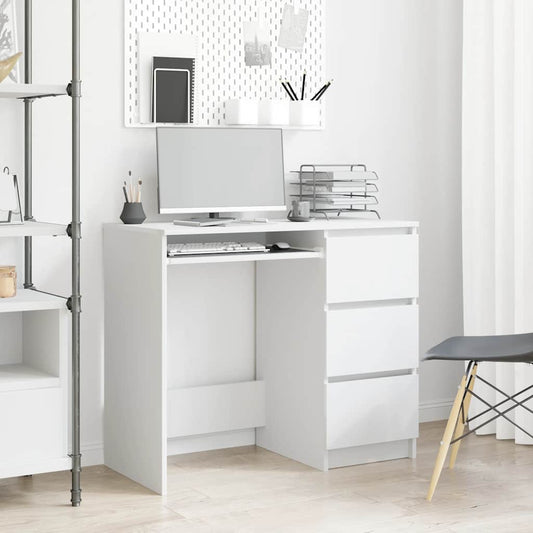 Modern White Desk with 3 Drawers
