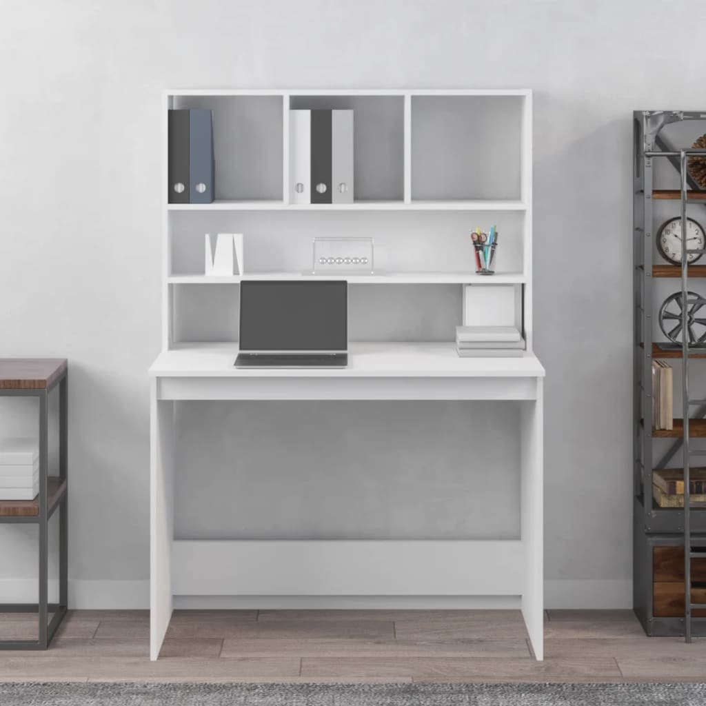 Wooden Desk With Shelves