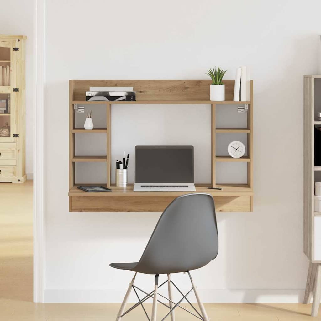 Wall-Mounted Desk with Shelves