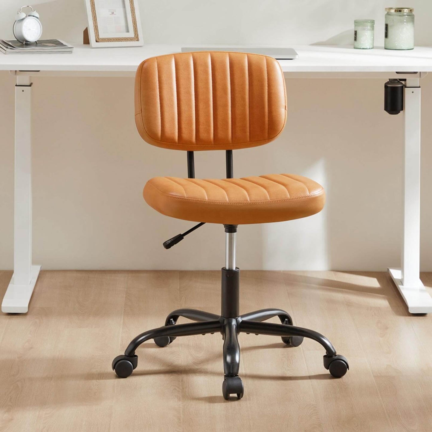 Armless Rolling Task Chair - Adjustable Height Swivel Desk Chair