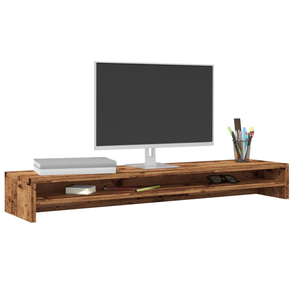 Wooden Monitor Stand with Storage - 100cm Desk Organizer