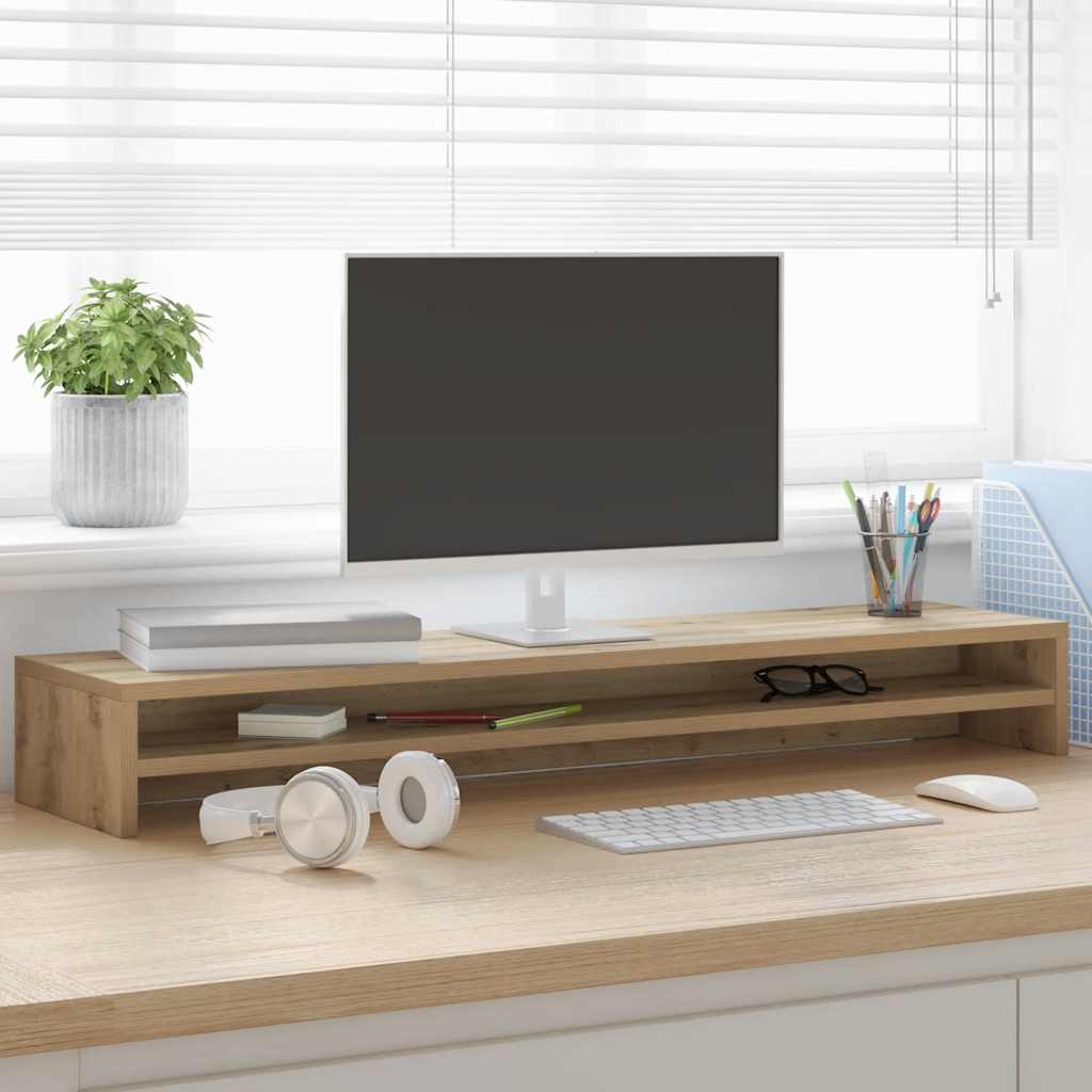 Wooden Monitor Stand with Storage - 100cm Desk Organizer