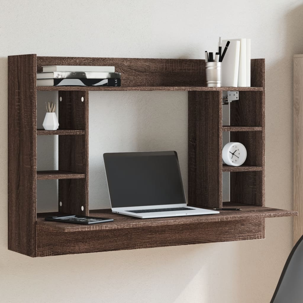 Wall-Mounted Desk with Shelves