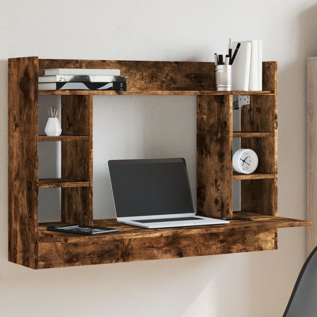 Wall-Mounted Desk with Shelves