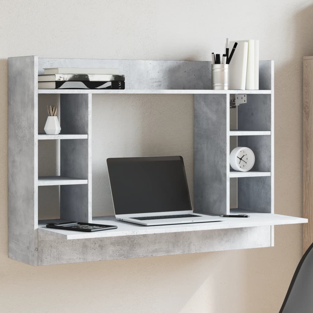 Wall-Mounted Desk with Shelves