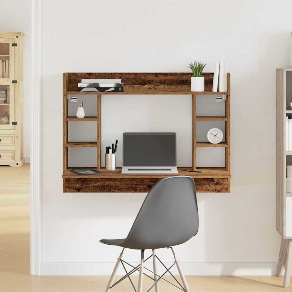 Wall-Mounted Desk with Shelves