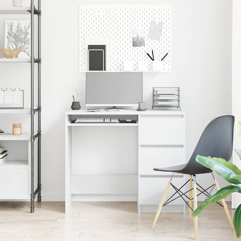 Modern White Desk with 3 Drawers