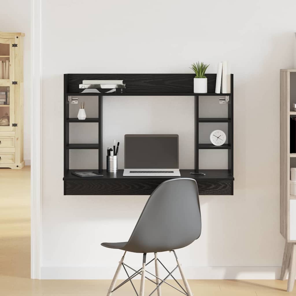 Wall-Mounted Desk with Shelves